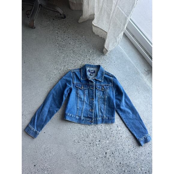 Angels Women's M Jacket Blue Denim Cotton Cropped Classic Jean Y2K Early 2000s - Picture 1 of 2